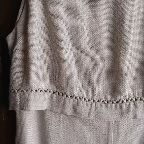 Vintage 90s John Roberts Maxi Dress  Sz S Sleeveless Tan Linen Blend Lagenlook - Picture 8 of 11